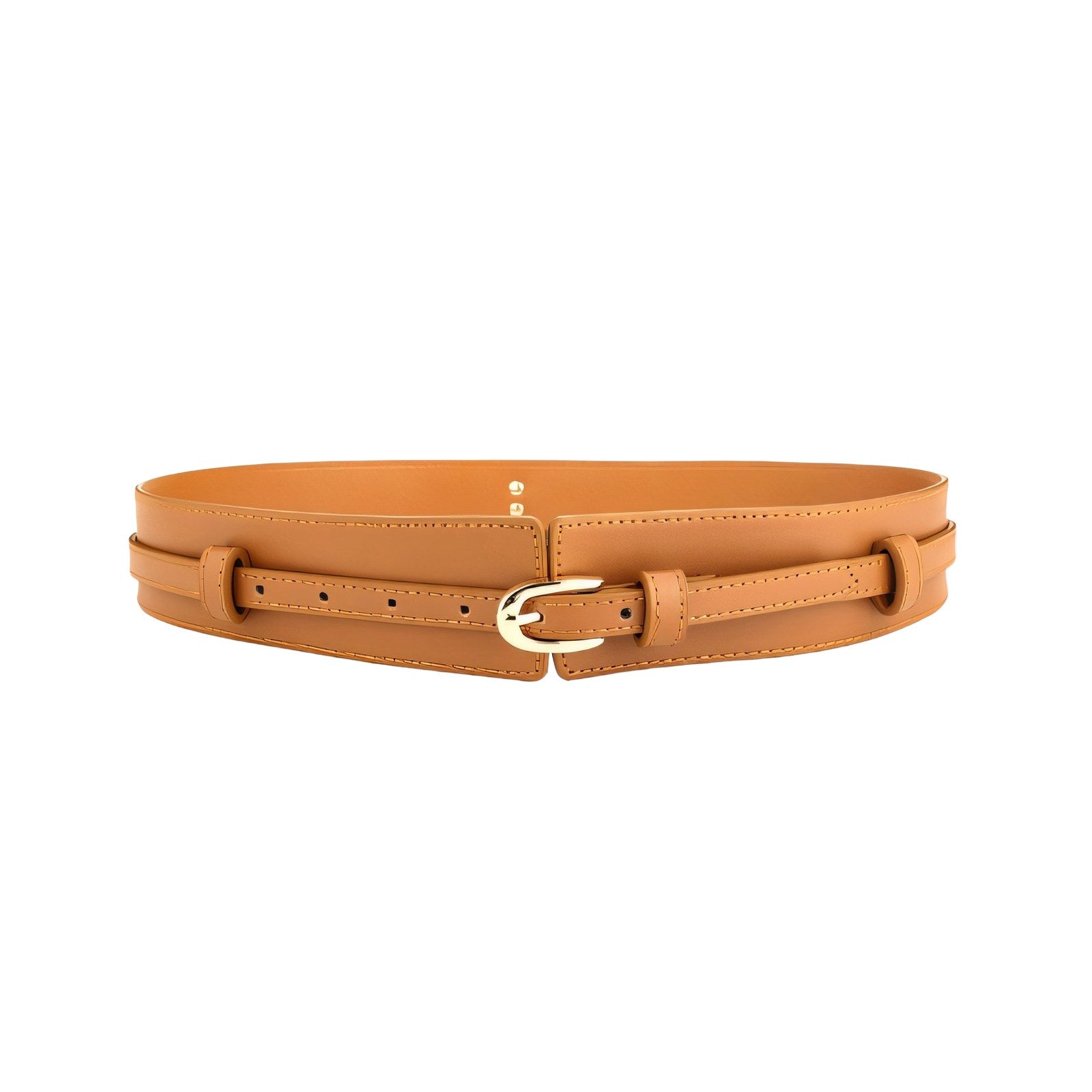 Wide Waist Belt with Seal Closure – Camel
