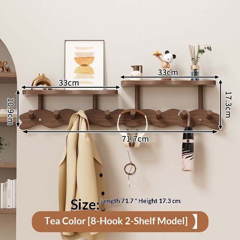 Solid Wood Wall Coat Rack - No Drill Installation