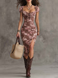 Women's Vintage Split Sheath Dress – Retro Elegance