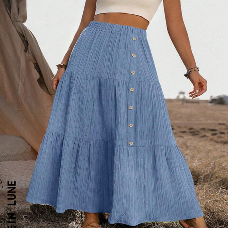 womens long tiered skirt elastic waist