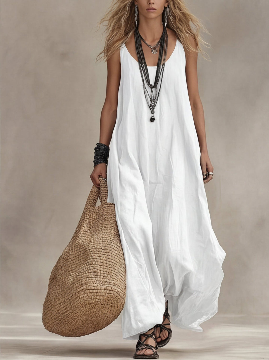 Women's Solid Casual Vintage Dress – Timeless Style