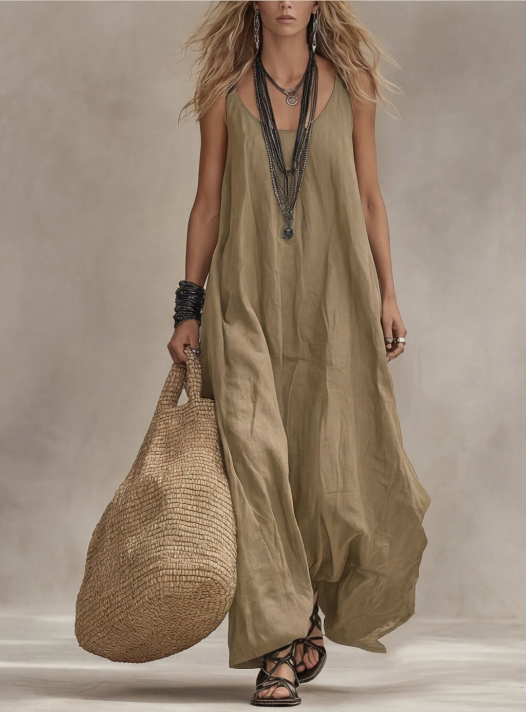 Women's Solid Casual Vintage Dress – Timeless Style