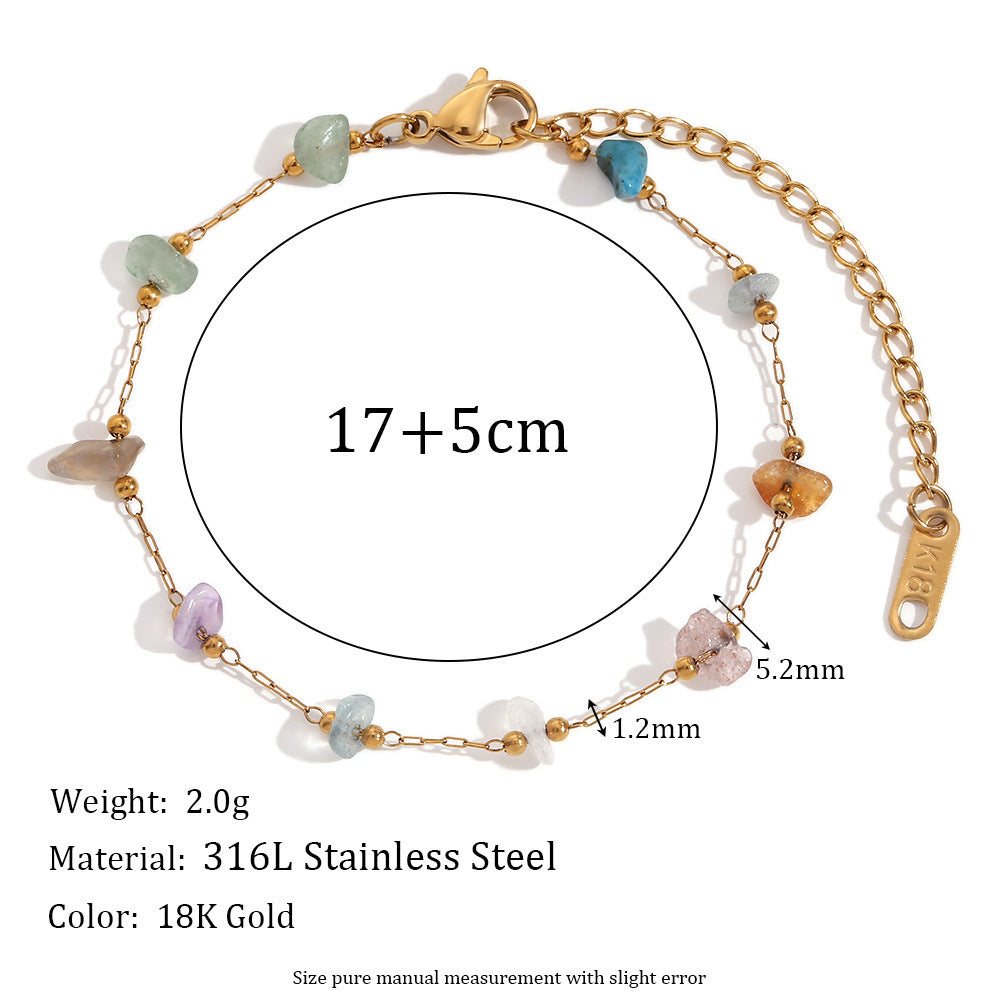 Natural Pebble Handmade Bracelet - Beaded Stone