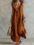 Lace-Trimmed Sleeveless Maxi Dress – Loose Fit