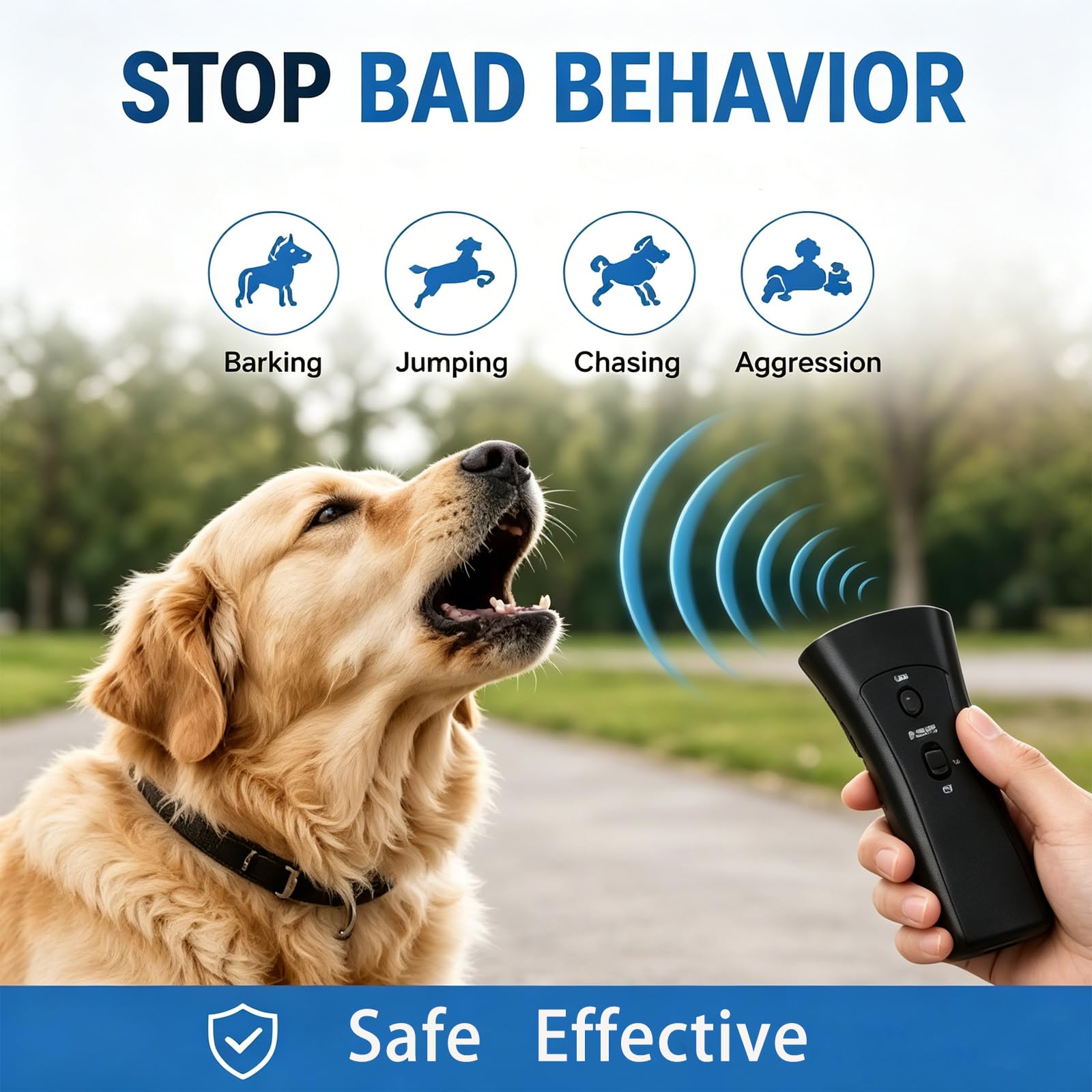 Ultrasonic Dog Barking Trainer with LED Flashlight