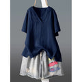 Loose-Fitting Artistic Summer Top for Women