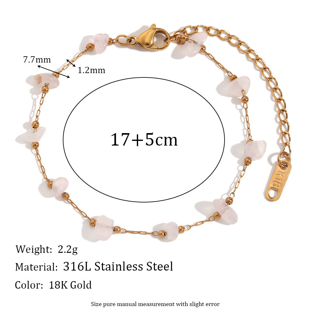 Natural Pebble Handmade Bracelet - Beaded Stone