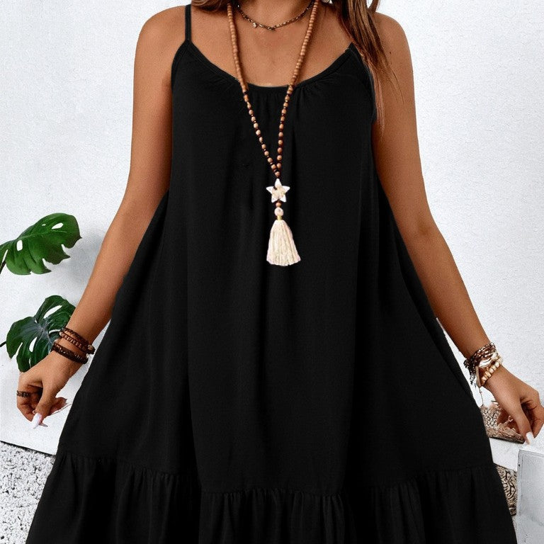 strapless solid color vacation dress