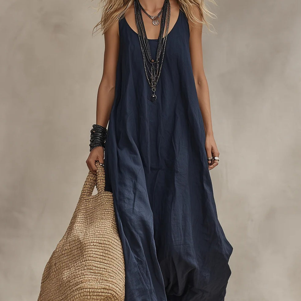 Women's Solid Casual Vintage Dress – Timeless Style