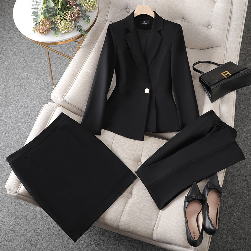 Gray Blazer Women's Professional Suit Elegant Slimming