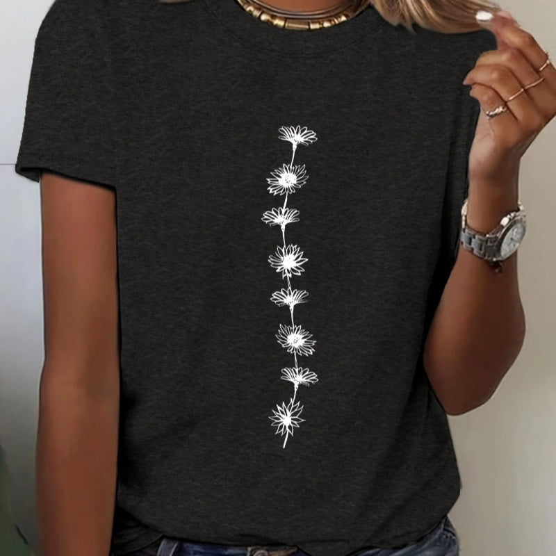 womens casual sunflower print tshirt