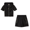 Solid Color Sporty Casual Hoodie Two-Piece Set