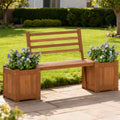 Outdoor Wooden Planter Bench with Storage Boxes