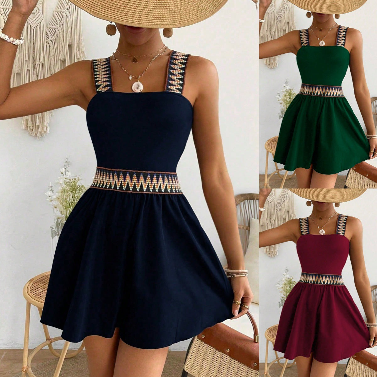 wide leg jumpsuit cinched waist resort