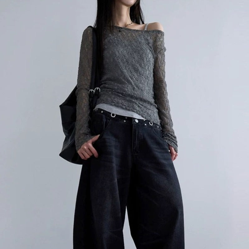 y2k bubble cutout 3d long sleeve top