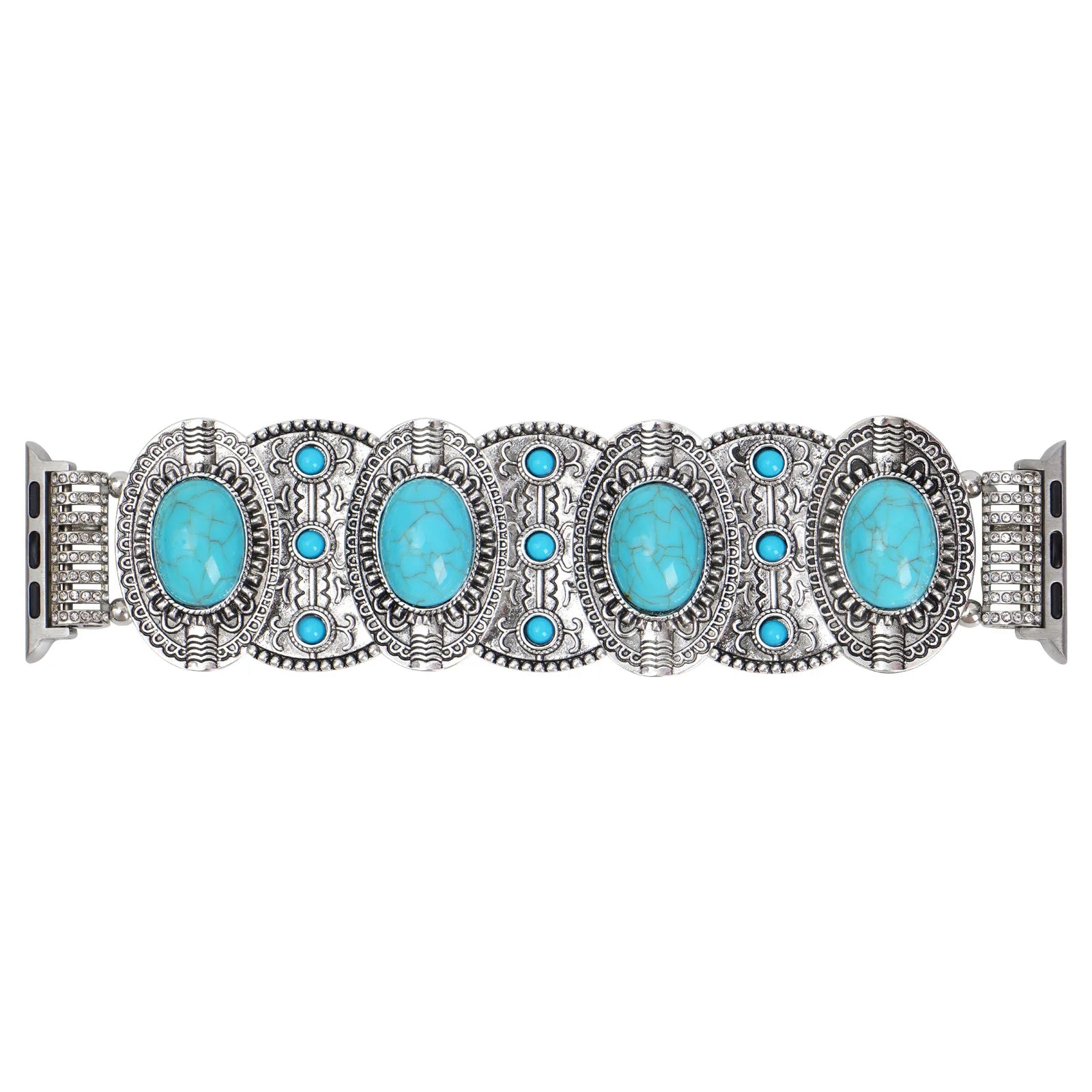 Elegant Metal Watch Band Turquoise Beads for Apple Watch