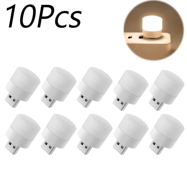 USB Night Light Mini LED Reading Lamp 10-Pack