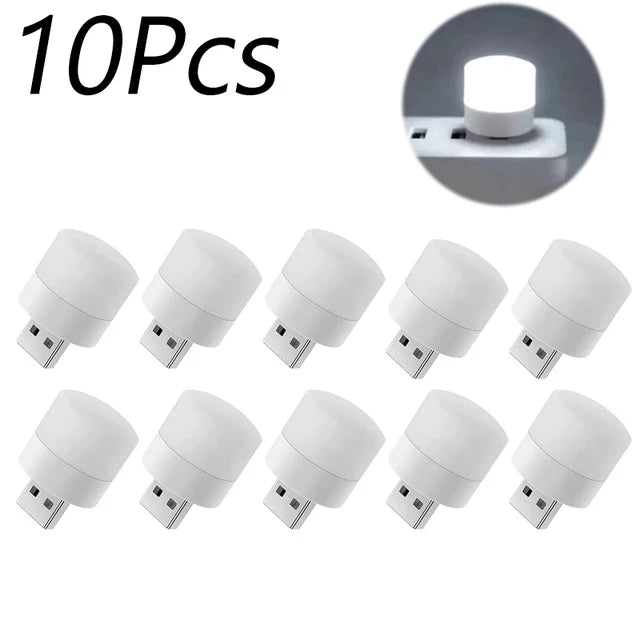 USB Night Light Mini LED Reading Lamp 10-Pack