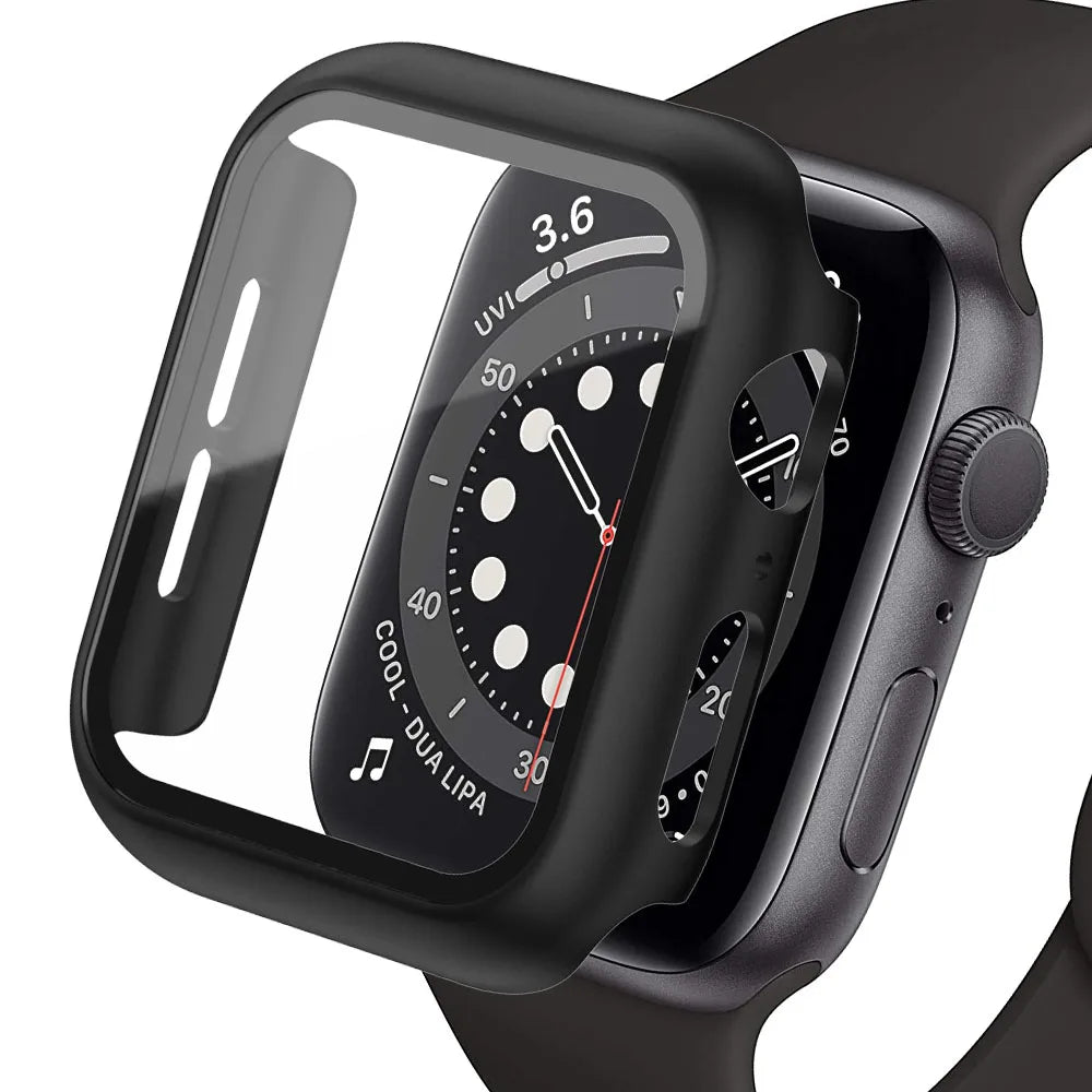 Tempered Glass+cover For Apple Watch Accessories 45mm 41mm 4