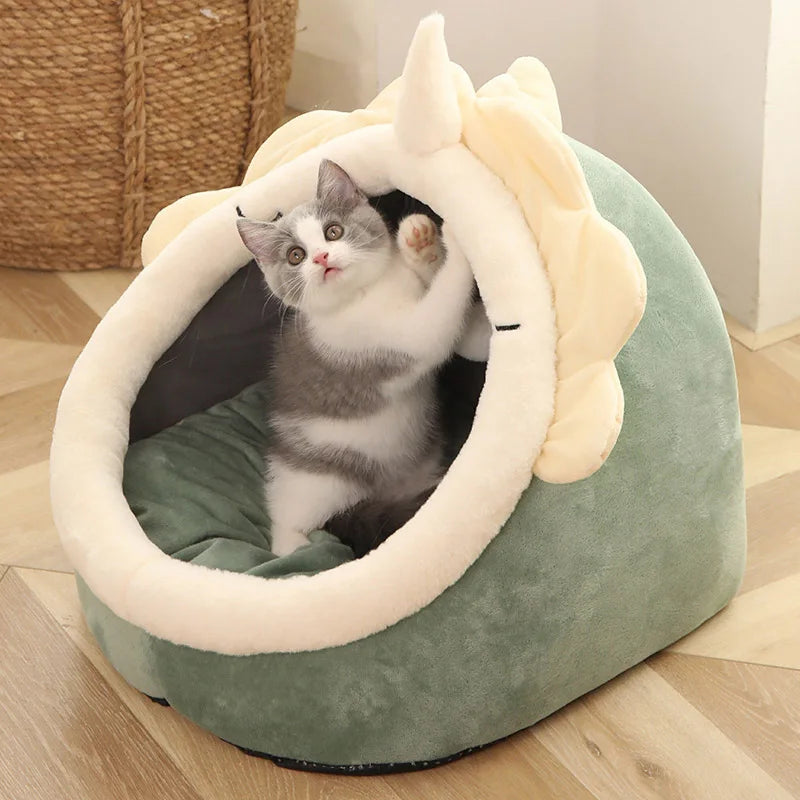 Foldable Cat Bed Cave with Removable Washable Mat