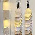 Wall Mount Hat Rack with 8 Clips, Holds 16 Caps