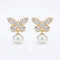 sterling silver butterfly pearl drop earrings