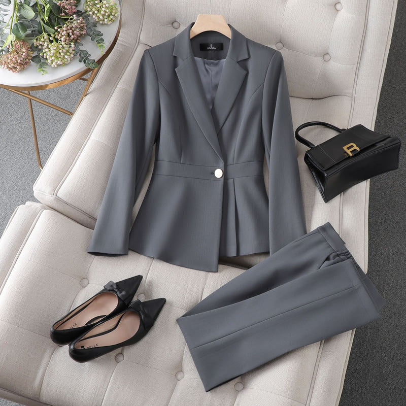 gray blazer womens professional suit