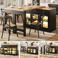Extendable Kitchen Island with LED Lights & Storage