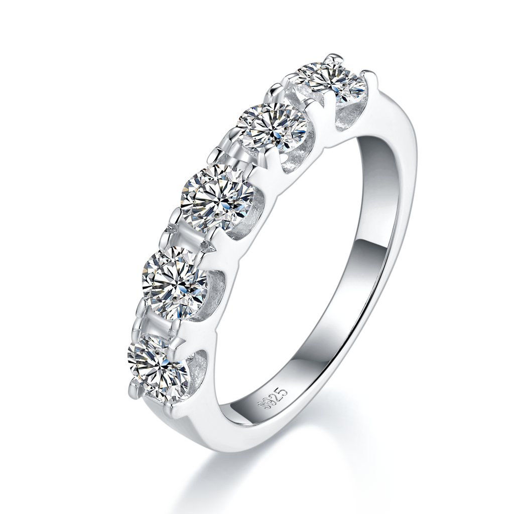 5-Stone Moissanite Wedding Band Ring, US 5–9 - Apex Goods Co