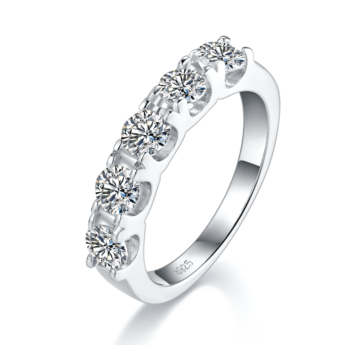 5-Stone Moissanite Wedding Band Ring, US 5–9 - Apex Goods Co