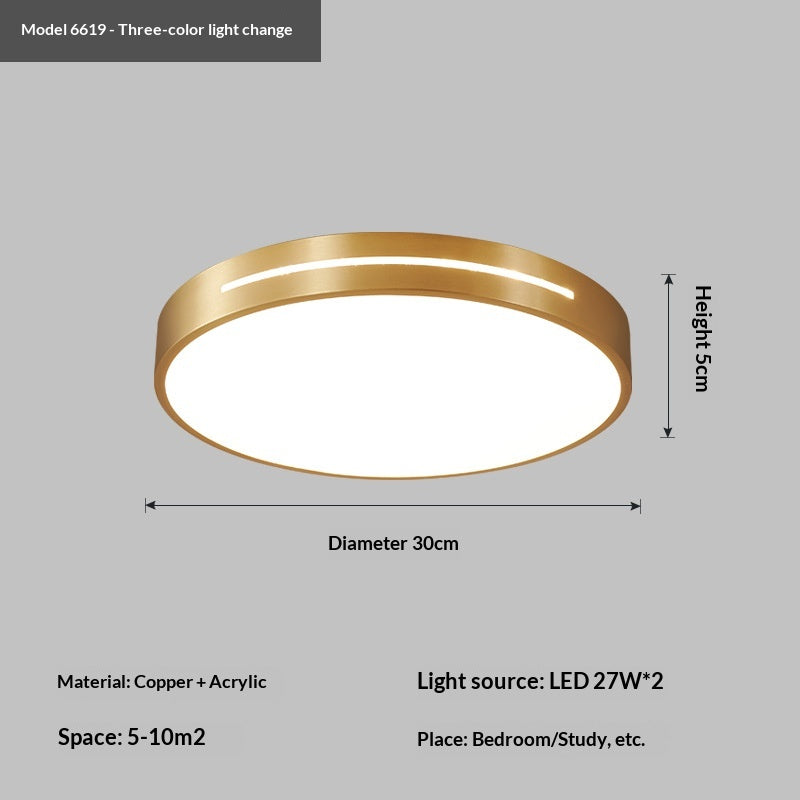 All-Copper LED Ceiling Light, 30cm Diameter - Apex Goods Co
