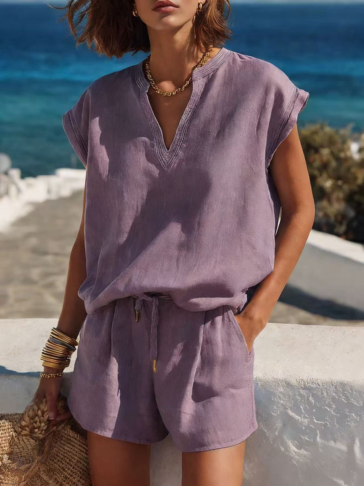 Casual Resort-Style Top & Shorts Set - Apex Goods Co