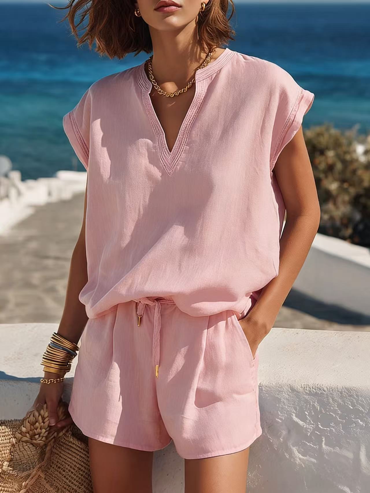 Casual Resort-Style Top & Shorts Set - Apex Goods Co