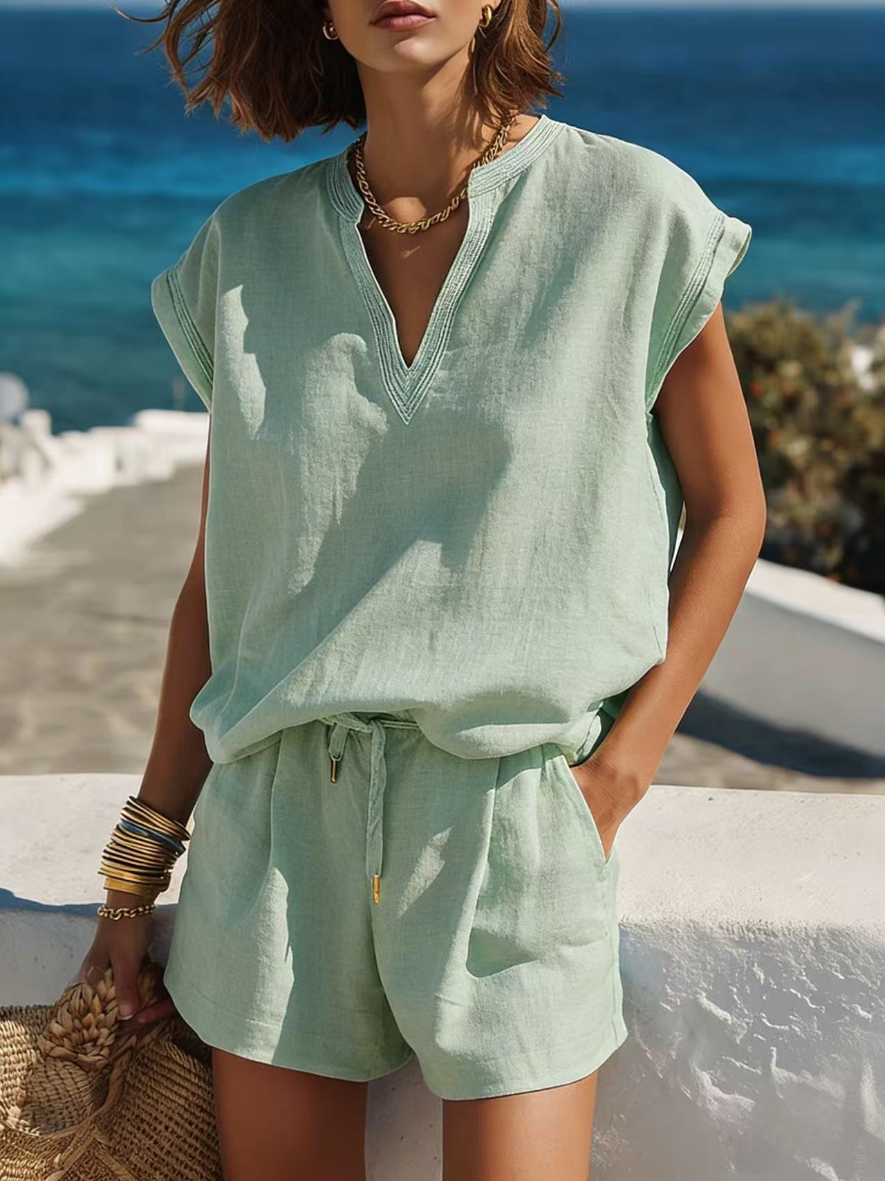 Casual Resort-Style Top & Shorts Set - Apex Goods Co