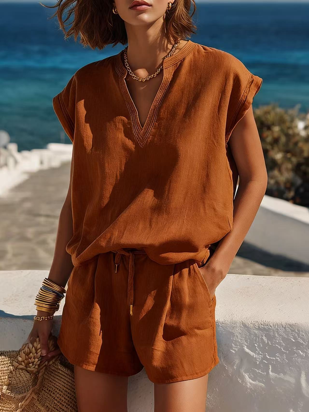 Casual Resort-Style Top & Shorts Set - Apex Goods Co