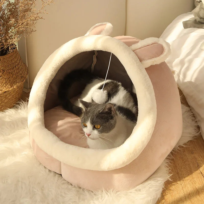 Foldable Cat Bed Cave with Removable Washable Mat - Apex Goods Co