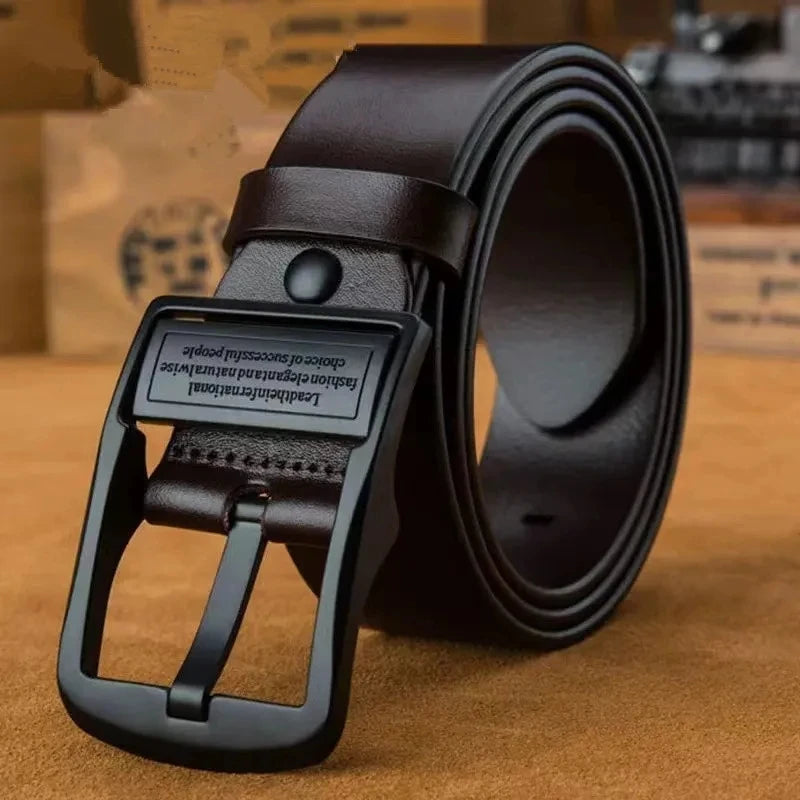 Leather Cowhide Men's Belt Metal Pin Buckle - Apex Goods Co