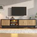 Mid-Century Modern LED TV Stand, 175cm Black Media Console - Apex Goods Co