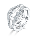 S925 Sterling Silver Double Band Ring, Moissanite Pave - Apex Goods Co