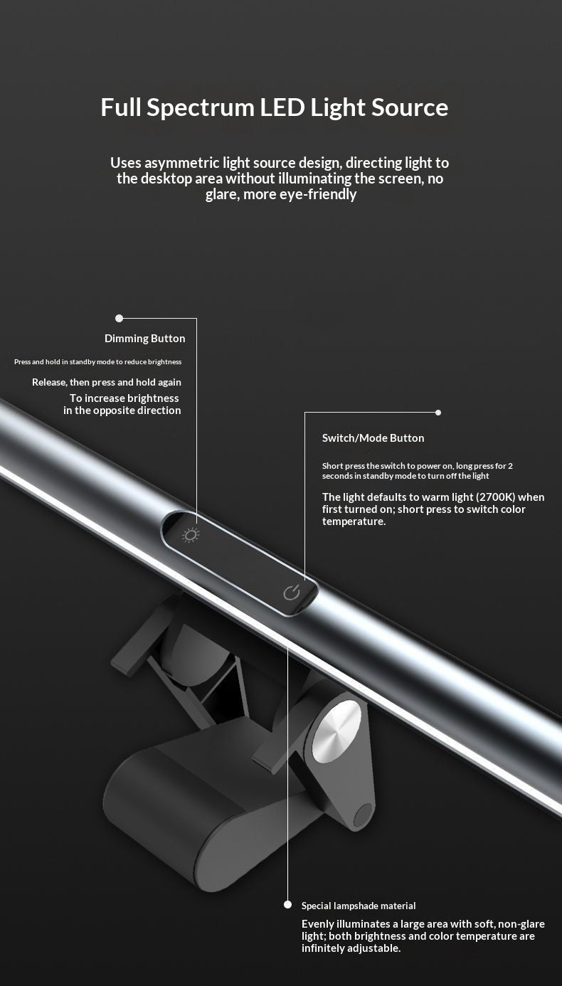 Screen-Mount LED Desk Lamp, Eye-Protective Light - Apex Goods Co