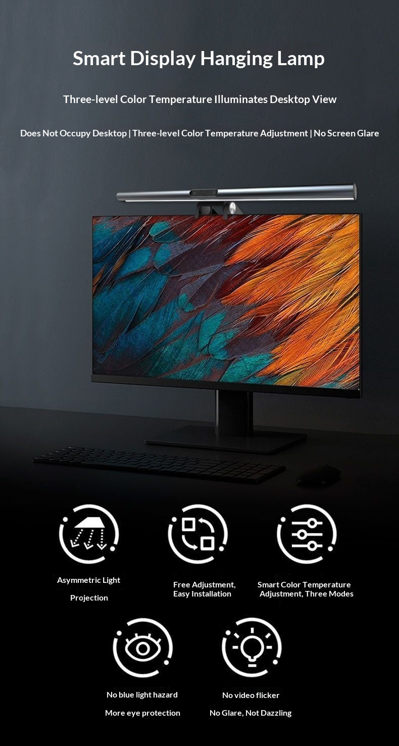 Screen-Mount LED Desk Lamp, Eye-Protective Light - Apex Goods Co