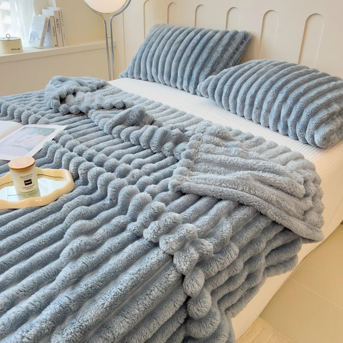 Solid Color Wide Striped Multifunctional Blanket - Apex Goods Co