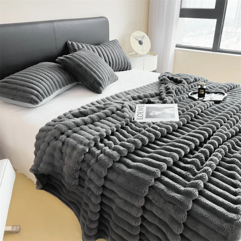 Solid Color Wide Striped Multifunctional Blanket - Apex Goods Co