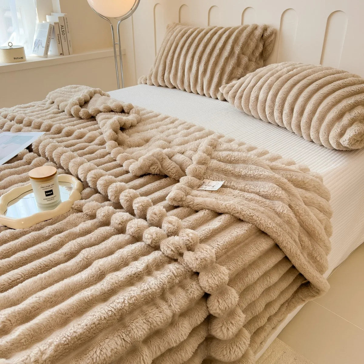 Solid Color Wide Striped Multifunctional Blanket - Apex Goods Co