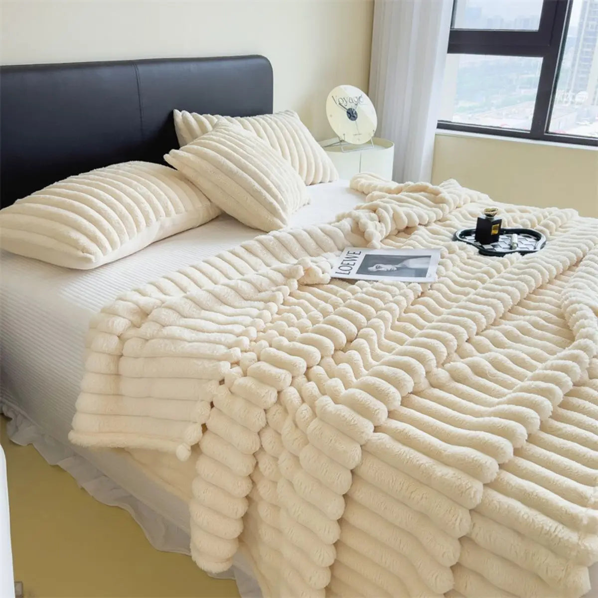 Solid Color Wide Striped Multifunctional Blanket - Apex Goods Co