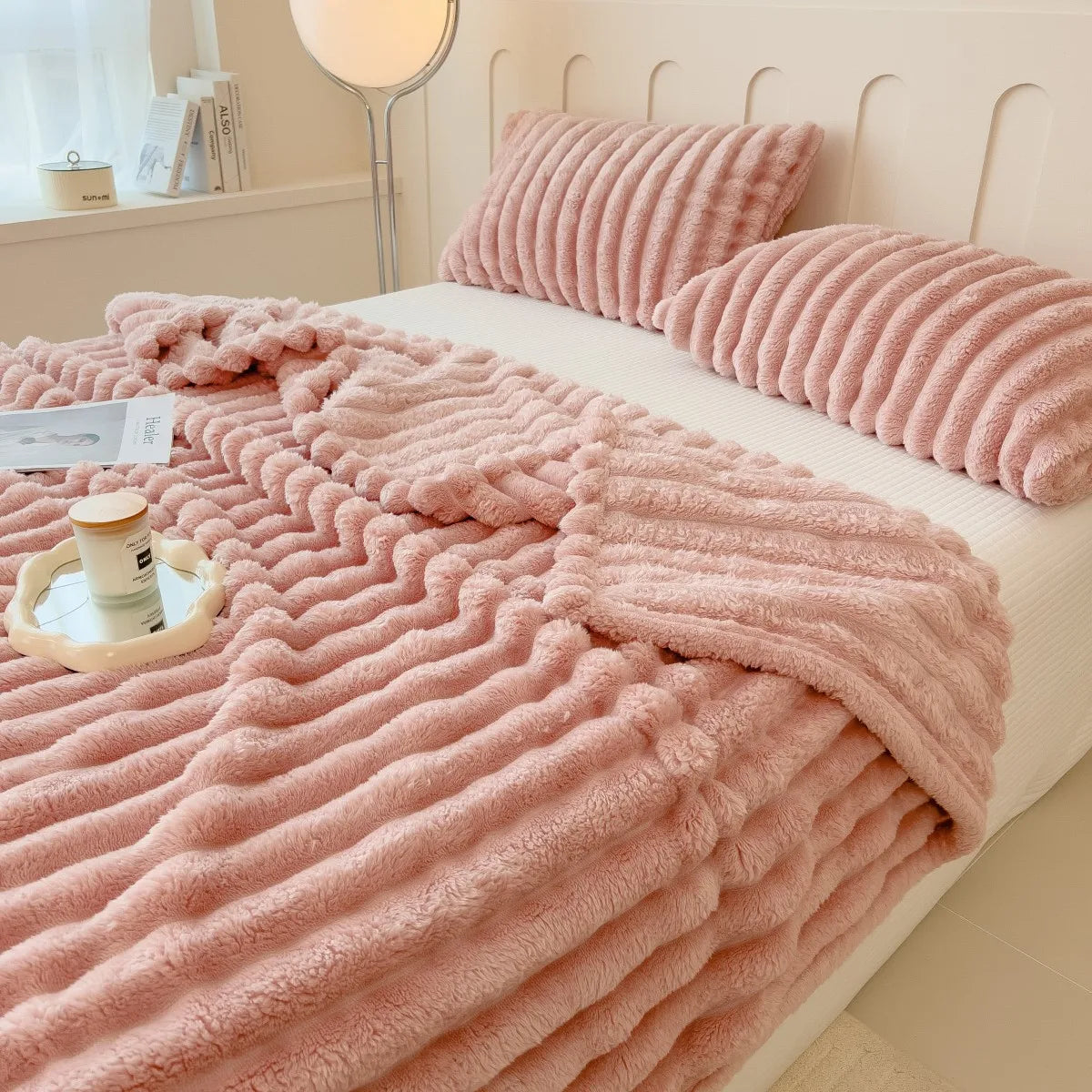Solid Color Wide Striped Multifunctional Blanket - Apex Goods Co