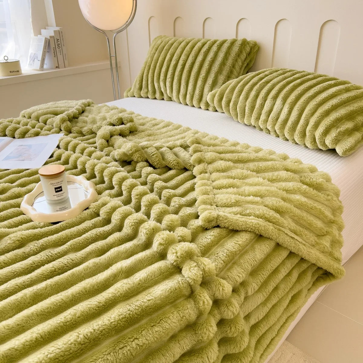 Solid Color Wide Striped Multifunctional Blanket - Apex Goods Co
