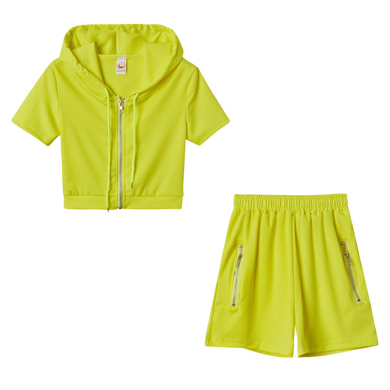 Solid Color Sporty Casual Hoodie Two-Piece Set - Apex Goods Co