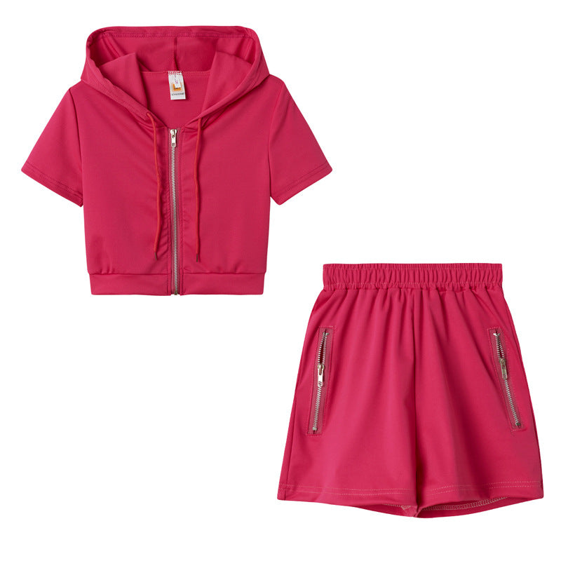 Solid Color Sporty Casual Hoodie Two-Piece Set - Apex Goods Co