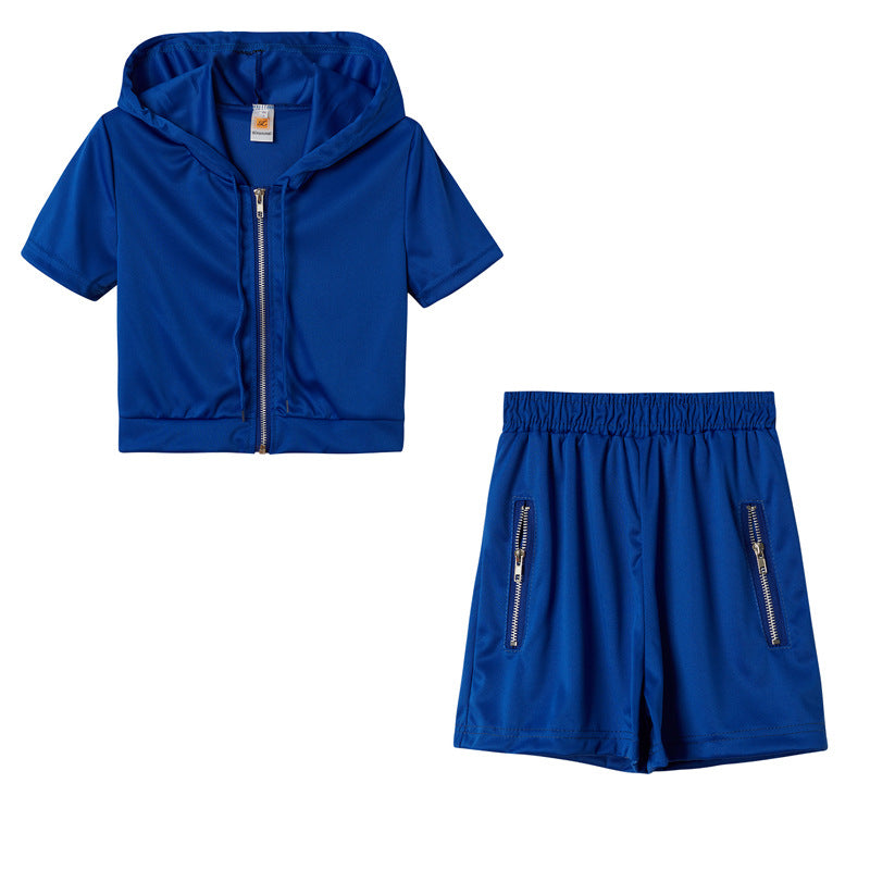Solid Color Sporty Casual Hoodie Two-Piece Set - Apex Goods Co